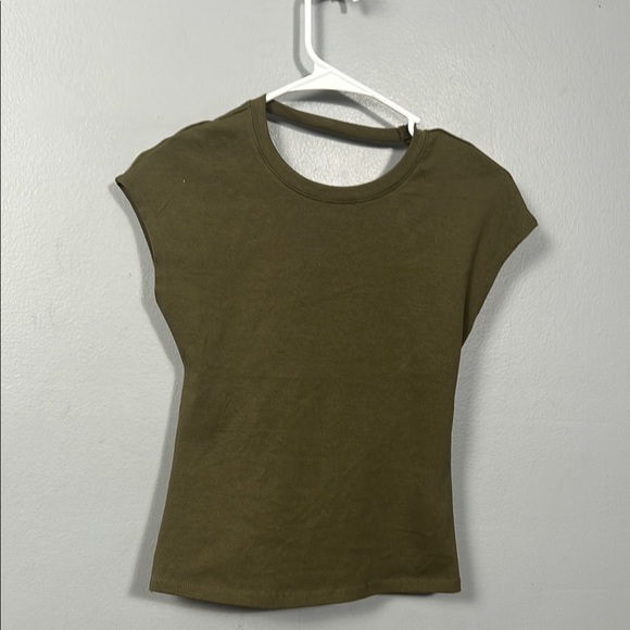 Zara Cotton Olive Green Women's Top Backless twist back size Large NwT - Picture 1 of 7